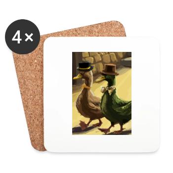 Zwei Enten - Untersetzer (4er-Set) - Weiß - Vorne