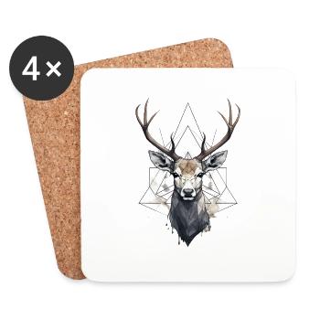 Deer Geometric - Coasters (set of 4) - white - Front