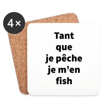 Tant que je pêche je m'en fish - Dessous de verre (lot de 4) - blanc - Devant
