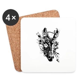 L’âne à bascule - Dessous de verre (lot de 4) - blanc - Devant