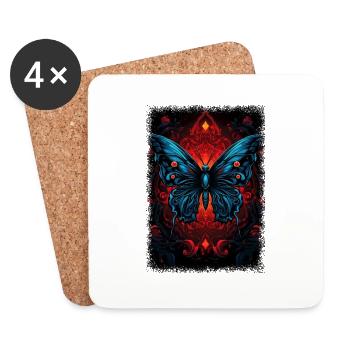 insectes monarque papillon insecte blague heureux mignon - Dessous de verre (lot de 4) - blanc - Devant