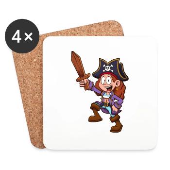Fille pirate - Dessous de verre (lot de 4) - blanc - Devant