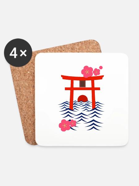 Torii im Meer - Untersetzer (4er-Set) - Weiß