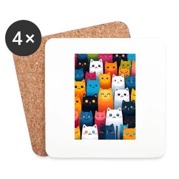 cat pattern - Dessous de verre (lot de 4) - blanc - Devant