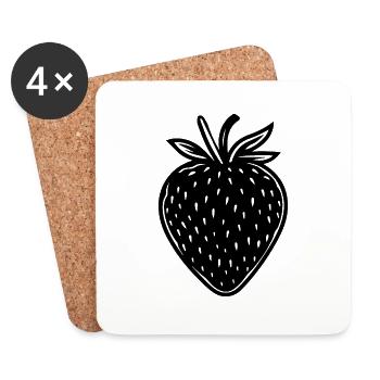 Fraise Fruit Fruit - Dessous de verre (lot de 4) - blanc - Devant