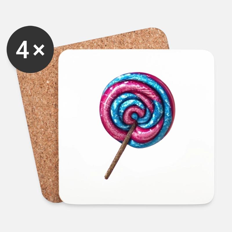 Hübscher perlmuttfarbener Lutscher mit Glitzer - Untersetzer (4er-Set) - Weiß