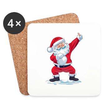 Lustiger Weihnachtsmann-Tupfer - Untersetzer (4er-Set) - Weiß - Vorne