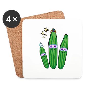 cucumbers, cucumber, sleep mask,sleeping,wellnes, mask - Coasters (set of 4) - white - Front