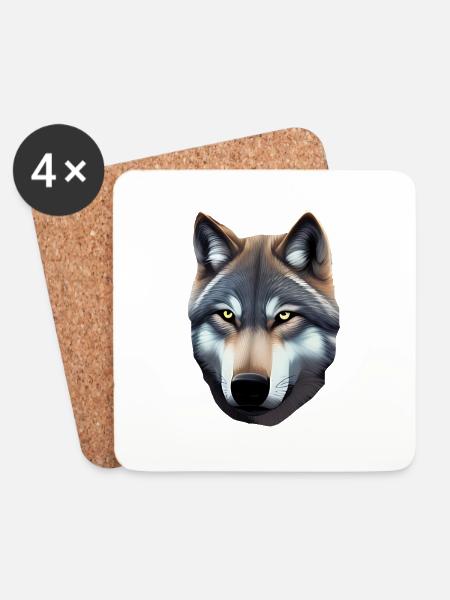 Wolf - Untersetzer (4er-Set) - Weiß