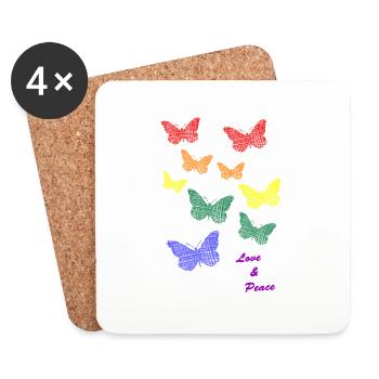 Lgbtq, Love is love, Pride Month, Butterflies - Untersetzer (4er-Set) - Weiß - Vorne