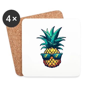 Cool pineapple eye-catcher: tropical fruit with style - Coasters (set of 4) - white - Front