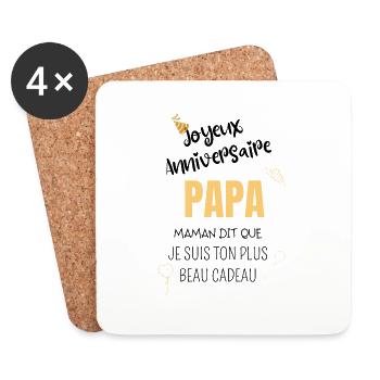 Joyeux anniversaire Papa - Dessous de verre (lot de 4) - blanc - Devant