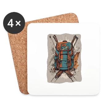 Backpack / Outdoor / Travel / Adventure / Hiking - Coasters (set of 4) - white - Front