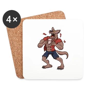 Loup-garou hurlant - Dessous de verre (lot de 4) - blanc - Devant