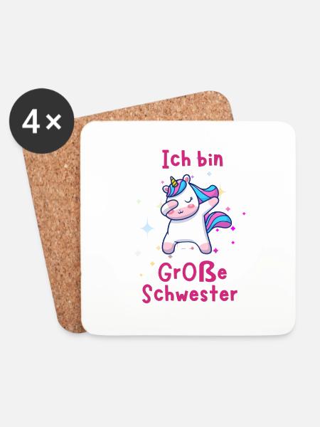 große Schwester - Untersetzer (4er-Set) - Weiß