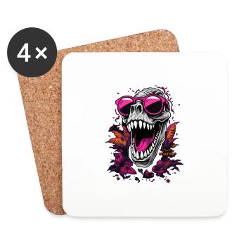 Dino Skull - Coasters (set of 4) - white - Front