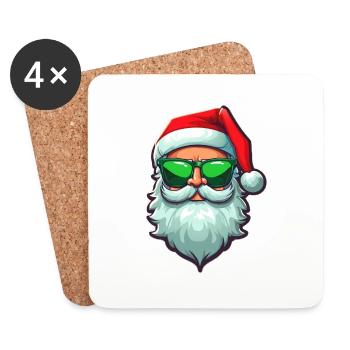 Cool Santa Claus logo with sunglasses - Coasters (set of 4) - white - Front