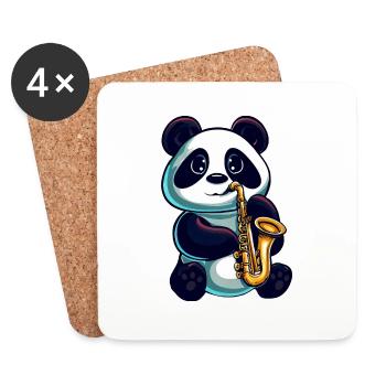 Panda Saxophones Musique classique Jazz - Dessous de verre (lot de 4) - blanc - Devant