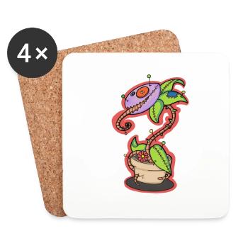 Voodoo Puppe Fleischfressende Pflanze - Untersetzer (4er-Set) - Weiß - Vorne