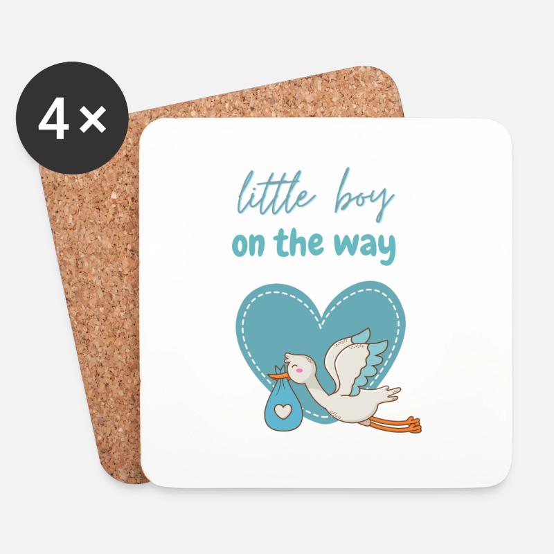 Little boy on the way mit Storch 2 - Untersetzer (4er-Set) - Weiß