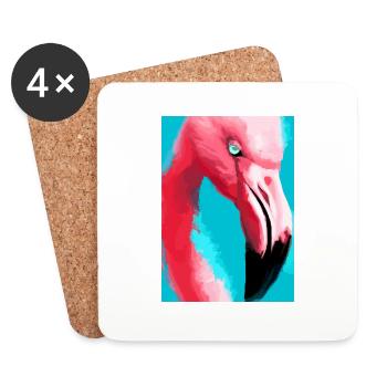 Flamingo-Kopf - Untersetzer (4er-Set) - Weiß - Vorne