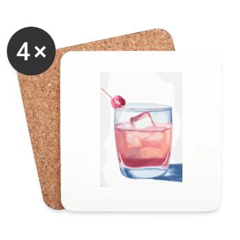 Cocktail mit Kirsche - Untersetzer (4er-Set) - Weiß - Vorne
