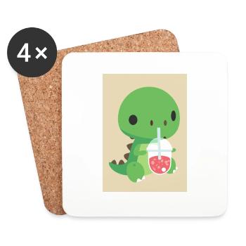 Niedliches Baby-Dinosaurier-Getränk Shake - Untersetzer (4er-Set) - Weiß - Vorne