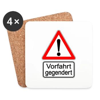 Vorfahrt gegendert ! - Untersetzer (4er-Set) - Weiß - Vorne