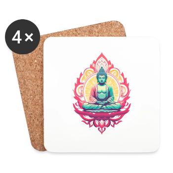 Statue de Bouddha - Dessous de verre (lot de 4) - blanc - Devant
