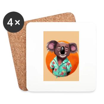 Koala mit Hawaii-Hemd - Untersetzer (4er-Set) - Weiß - Vorne
