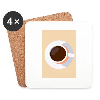 Minimalistischer Küchenkaffee - Untersetzer (4er-Set) - Weiß - Vorne