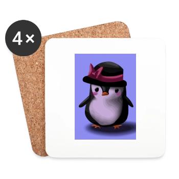 Pinguin mit niedlicher rosa Mütze - Untersetzer (4er-Set) - Weiß - Vorne