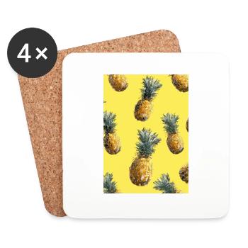 Ananas-Muster - Untersetzer (4er-Set) - Weiß - Vorne