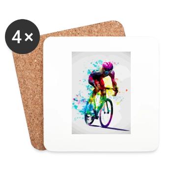 Rennrad Radfahrer Regenbogen - Untersetzer (4er-Set) - Weiß - Vorne