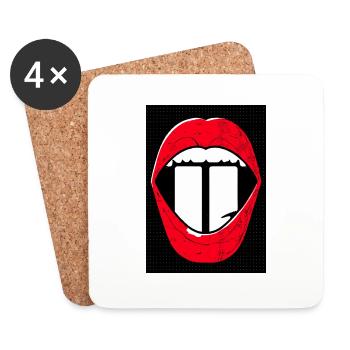 Rote Lippen Weiße Zähne - Untersetzer (4er-Set) - Weiß - Vorne