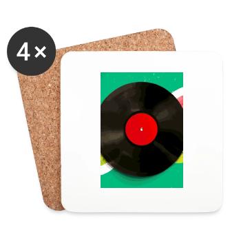 Retro Vinyl Platte Bunt - Untersetzer (4er-Set) - Weiß - Vorne