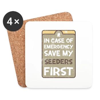 In case of emergency save my seeders first. - Coasters (set of 4) - white - Front