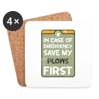 In case of emergency save my plows first. - Coasters (set of 4) - white - Front