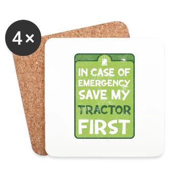 In case of emergency save my tractor first. - Coasters (set of 4) - white - Front