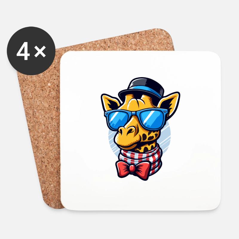 Coole Giraffe - Untersetzer (4er-Set) - Weiß