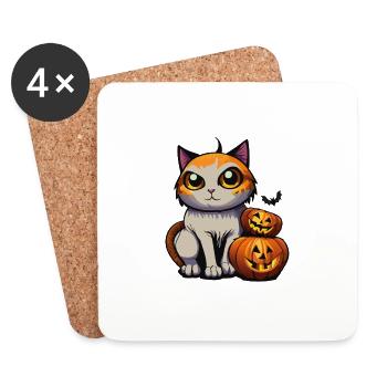 Halloween and Haunted Pumpkin - Coasters (set of 4) - white - Front