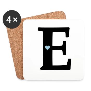 Letter E Initial point - Coasters (set of 4) - white - Front