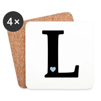 point L Lettre initiale - Dessous de verre (lot de 4) - blanc - Devant