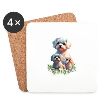 Malteser Hunde - Hundegruppe Malteser - Untersetzer (4er-Set) - Weiß - Vorne