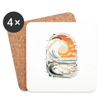 surf plage palmier soleil vacances - Dessous de verre (lot de 4) - blanc - Devant