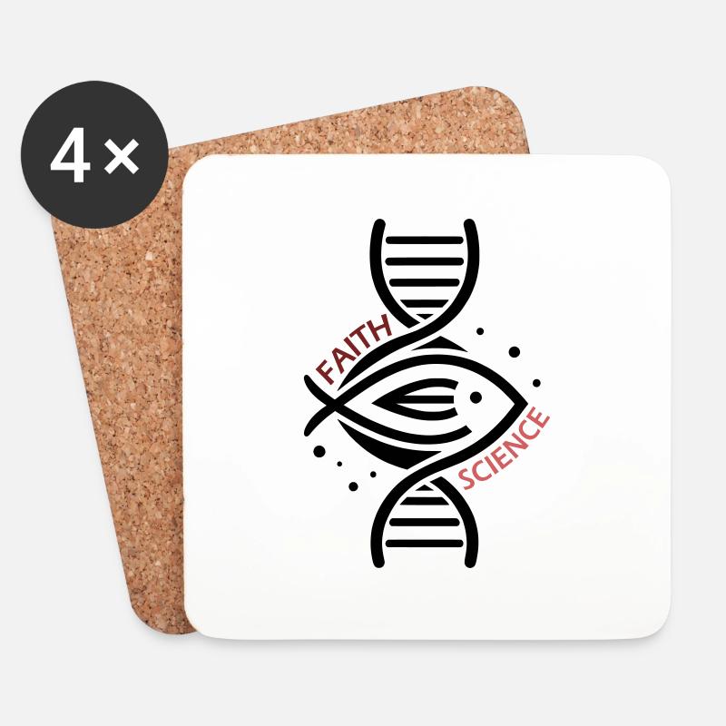 Science & Faith - DNA & Fisch. - Untersetzer (4er-Set) - Weiß