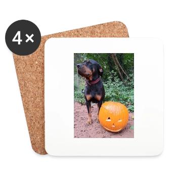 Kürbis Hund Halloween Herbst - Untersetzer (4er-Set) - Weiß - Vorne