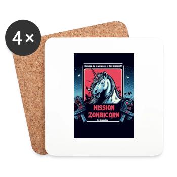 Zombie-Einhorn - Untersetzer (4er-Set) - Weiß - Vorne