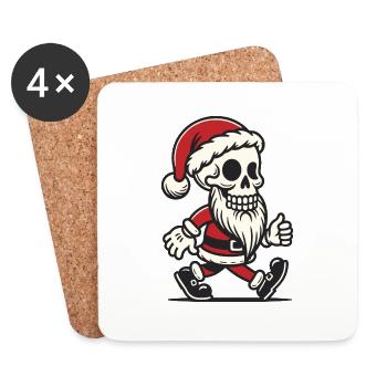 Père Noël squelette marchant - Dessous de verre (lot de 4) - blanc - Devant