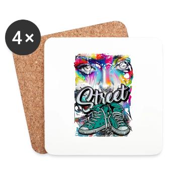 breakdance hip hop rap dance music graffiti school - Coasters (set of 4) - white - Front
